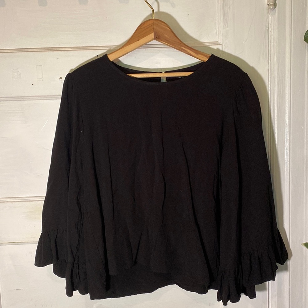 Flared Sleeve Black Blouse🖤